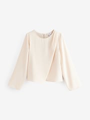 Crème - Top asymétrique drapé Manches longues - Image 7 de 9