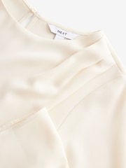Crème - Top asymétrique drapé Manches longues - Image 8 de 9