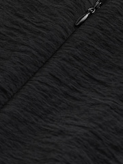 Black Textured Short Sleeve Drape Detail Midi Dress - Image 7 of 8