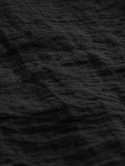 Black Textured Short Sleeve Drape Detail Midi Dress - Image 8 of 8