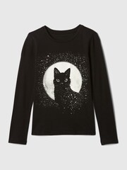 Gap Black Glow In The Dark Halloween Graphic Long Sleeve T-Shirt - Image 1 of 6