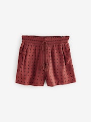 Marron rouille - Embroidered Shorts with Elasticated Waist - Image 5 de 7