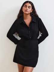 Black Crepe Mini Skirt - Image 1 of 7