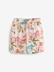Pastel Floral Print Broderie Stretch 100% Cotton Waist Shorts - Image 7 of 9