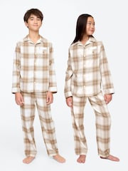 Gap Beige Long Sleeve Flannel Pyjama Set (4-13yrs) - Image 1 of 7