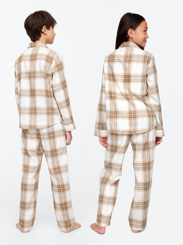 Gap Beige Long Sleeve Flannel Pyjama Set (4-13yrs) - Image 2 of 7