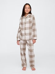 Gap Beige Long Sleeve Flannel Pyjama Set (4-13yrs) - Image 3 of 7