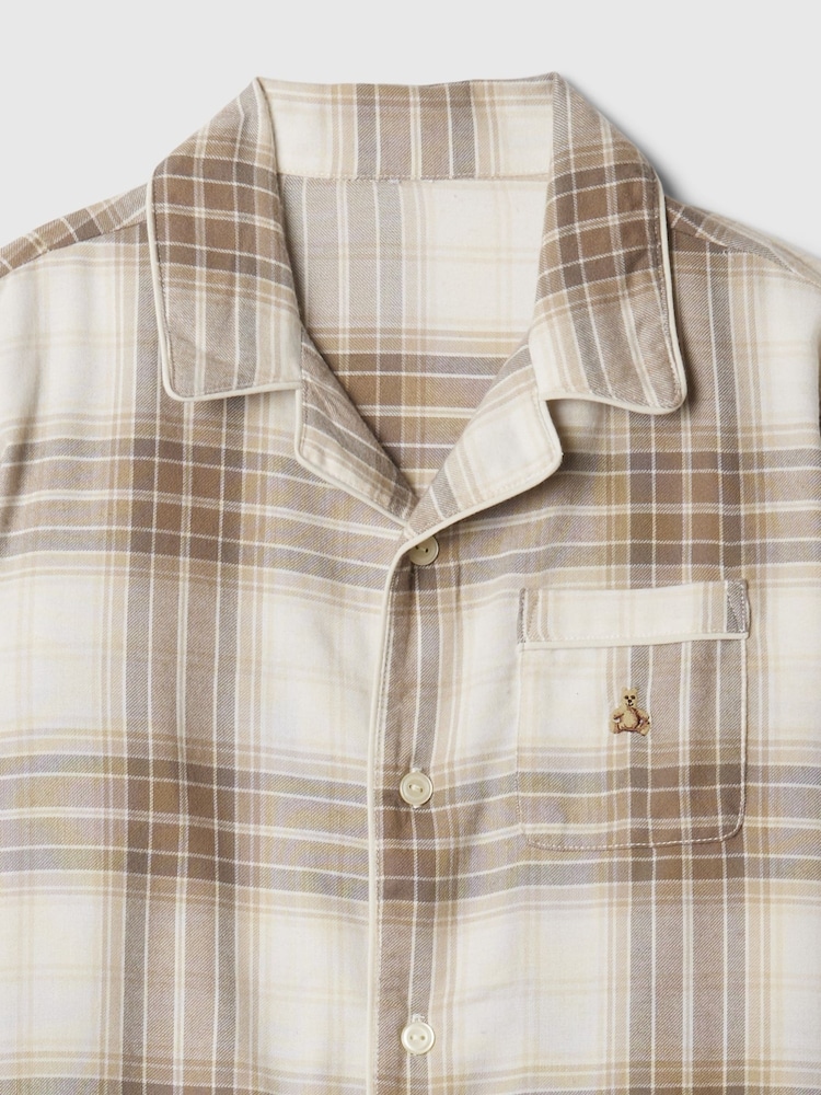 Gap Beige Long Sleeve Flannel Pyjama Set (4-13yrs) - Image 7 of 7