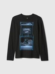 Gap Black Long Sleeve Graphic T-Shirt (4-13yrs) - Image 1 of 1