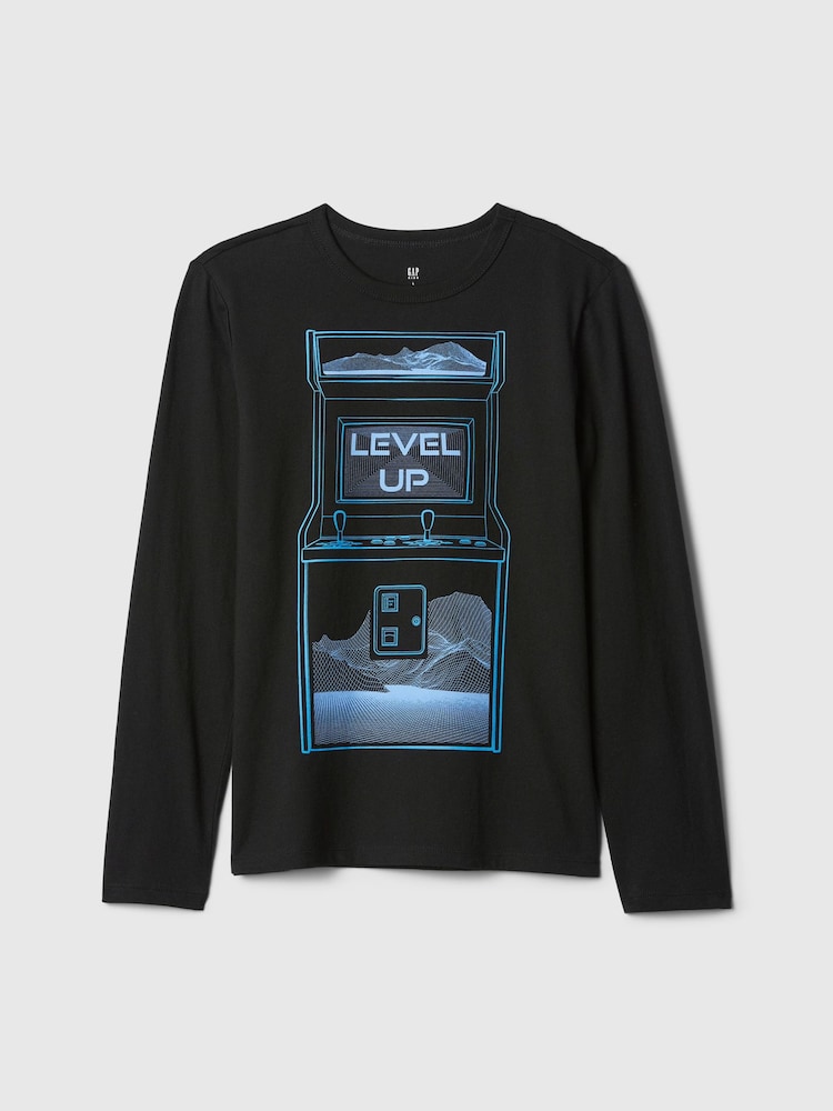 Gap Black Long Sleeve Graphic T-Shirt (4-13yrs) - Image 1 of 1 Gap Black Long Sleeve Graphic T-Shirt (4-13yrs) - Image 1 of 1