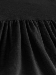 Black Sleeveless Drop Waist 100% Cotton Crew Neck Midi Dress - Image 8 of 8