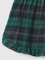 Gap Green Matching Family Kids Christmas Logo Frill Hem Flannel Pyjama Shorts (4-13yrs) - Image 3 of 3