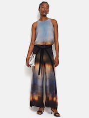 Jigsaw Blue Modern Tie Dye Palazzo Trousers - Image 3 of 7