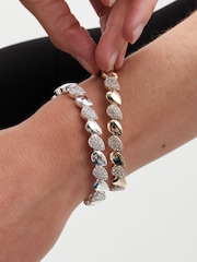 Jon Richard Gold Tone Polished And Pave Stretch Bracelet - Image 2 of 3