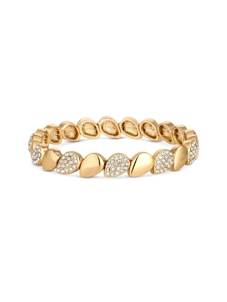 Jon Richard Gold Tone Polished And Pave Stretch Bracelet - Image 3 of 3