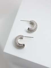 Jon Richard Silver Tone Rhodium Plated Cubic Zirconia Half Hoop Earrings - Image 1 of 1