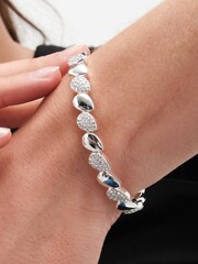 Jon Richard Silver Tone Polished And Pave Stretch Bracelet - Image 1 of 3
