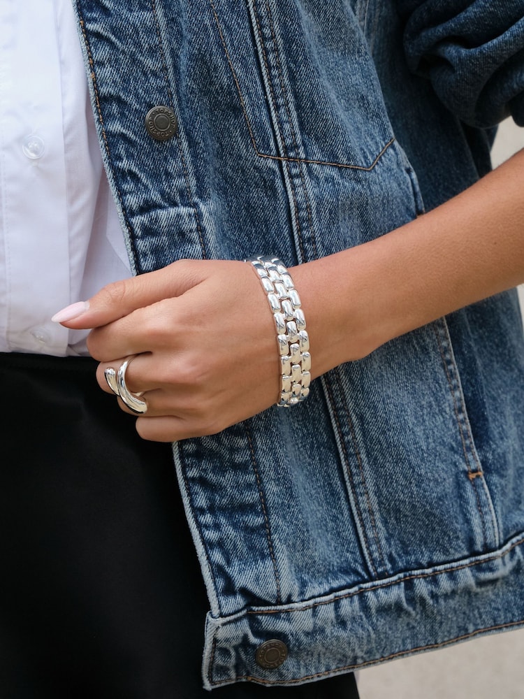 Jon Richard Silver Plated Polished Chain Stretch Bracelet - Image 2 of 4