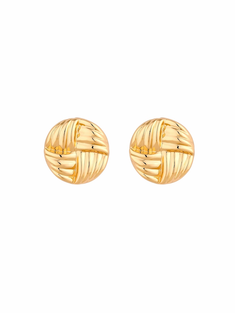 Jon Richard Gold Tone Ridged Statement Stud Earrings - Image 1 of 2