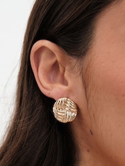 Jon Richard Gold Tone Ridged Statement Stud Earrings - Image 2 of 2