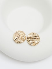 Jon Richard Gold Tone Ridged Statement Stud Earrings - Image 3 of 4