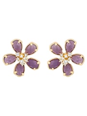 Jon Richard Gold Plated Amethyst Floral Stud Earrings - Image 3 of 3
