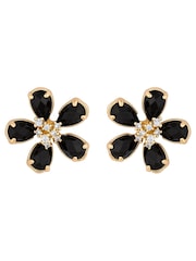 Jon Richard Gold Tone and Jet Floral Stud Earrings - Image 3 of 3