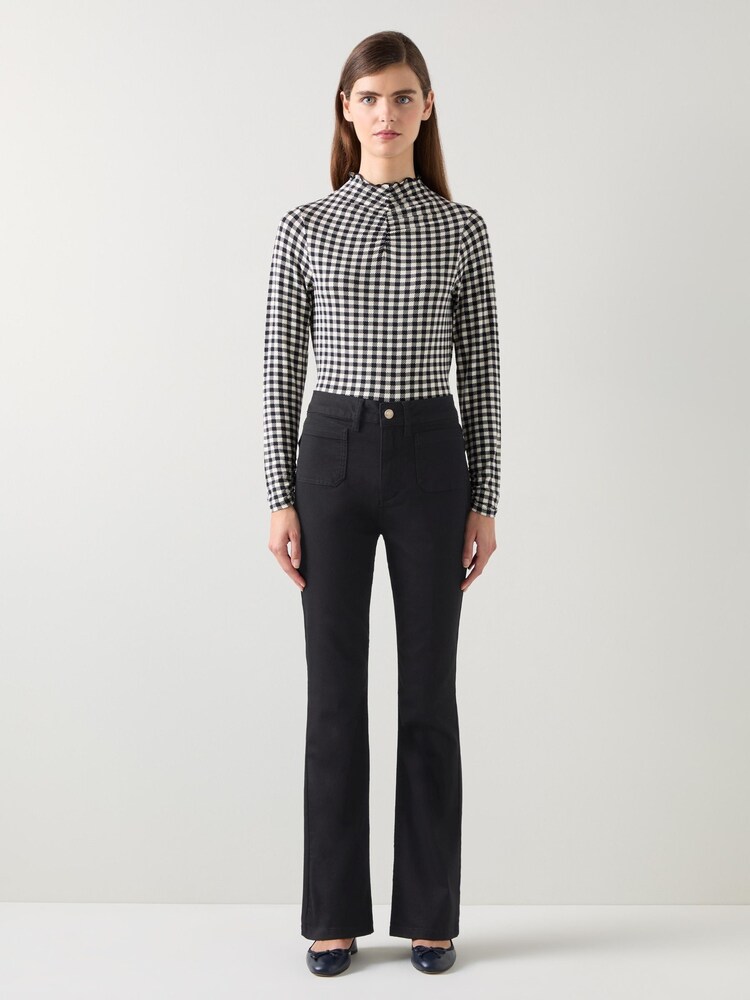 LK Bennett Millie  High Waist Patch Pocket Kickflare Black Jeans - Image 1 of 1