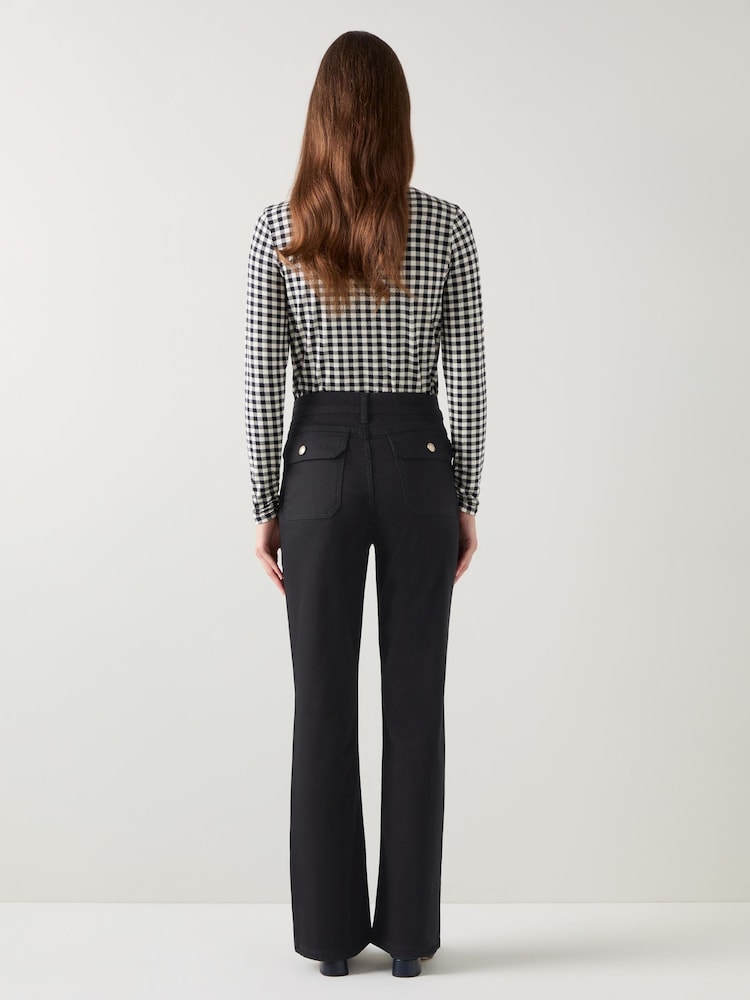 LK Bennett Millie High Waist Patch Pocket Kickflare Black Jeans - Изображение 2 из 4