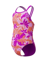 Speedo Pink Printed Twinstrap Swimsuit - Image 3 of 5