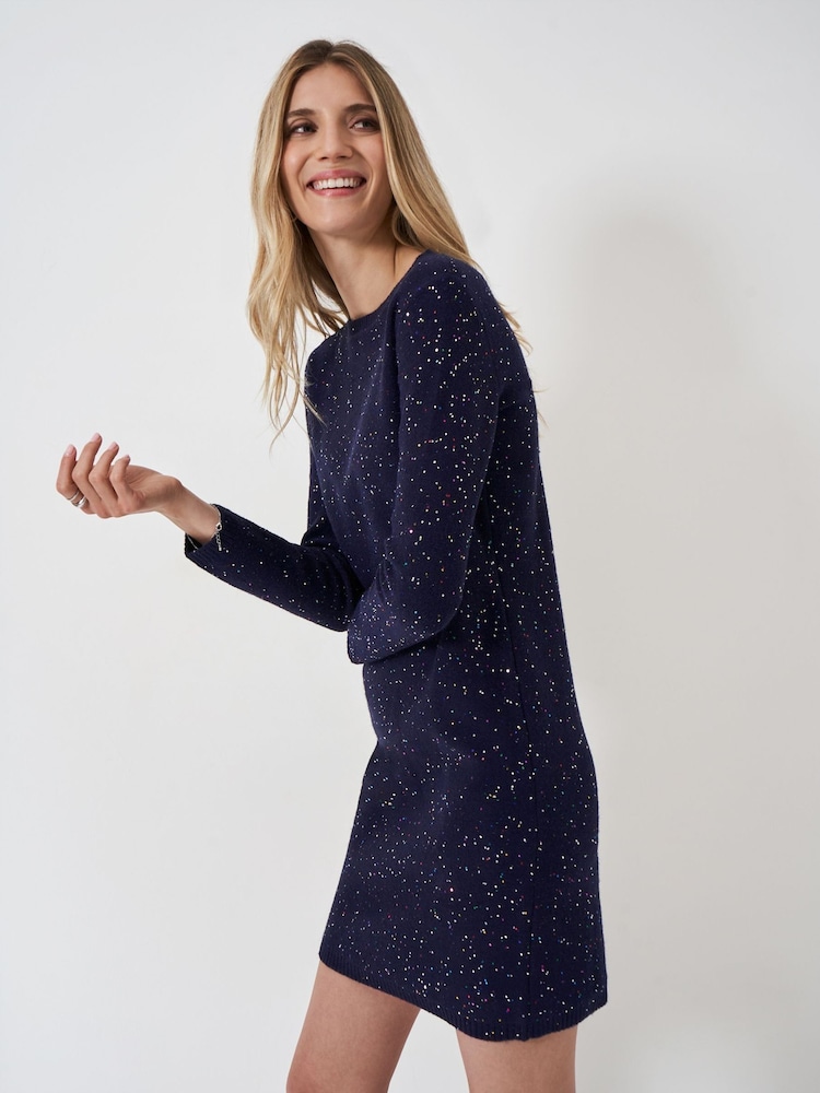 Crew Clothing Blue Glitterball Knitted Dress - Image 4 of 6