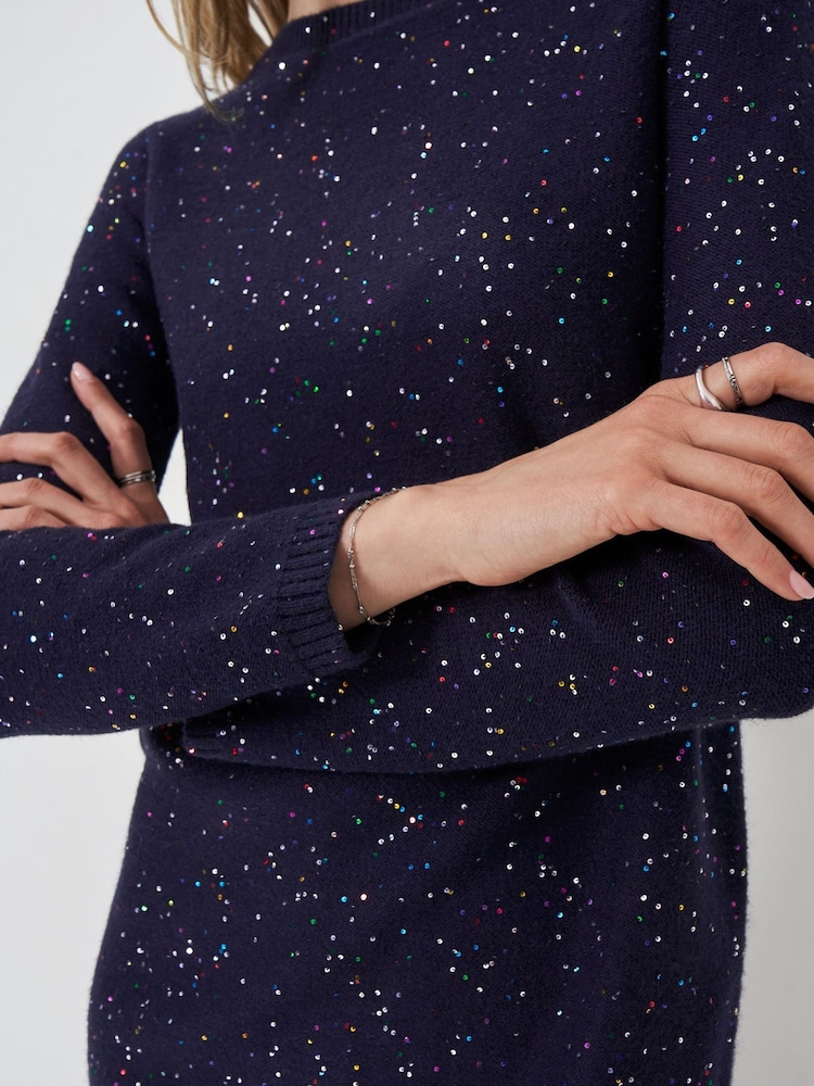 Crew Clothing Blue Glitterball Knitted Dress - Image 5 of 6