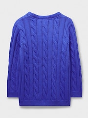 Crew Clothing Blue Cable 100% Cotton Knit Jumper - Image 2 of 3