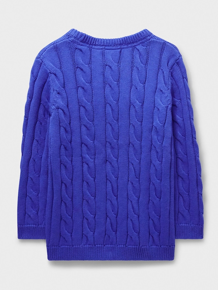 Crew Clothing Blue Cable 100% Cotton Knit Jumper - Image 2 of 3