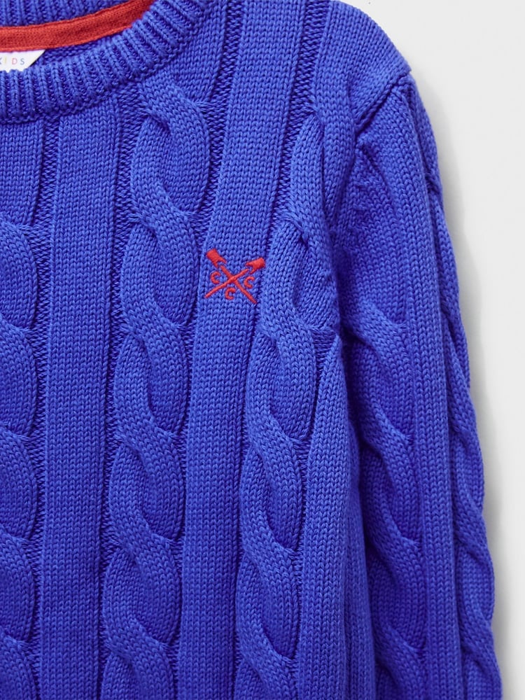 Crew Clothing Blue Cable 100% Cotton Knit Jumper - Image 3 of 3