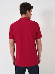 Crew Clothing Red Piqué Tipped 100% Cotton Polo Shirt - Image 2 of 5
