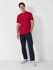 Crew Clothing Red Piqué Tipped 100% Cotton Polo Shirt - Image 3 of 5