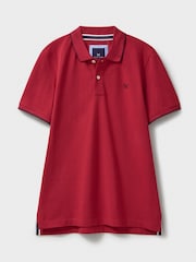 Crew Clothing Red Piqué Tipped 100% Cotton Polo Shirt - Image 5 of 5