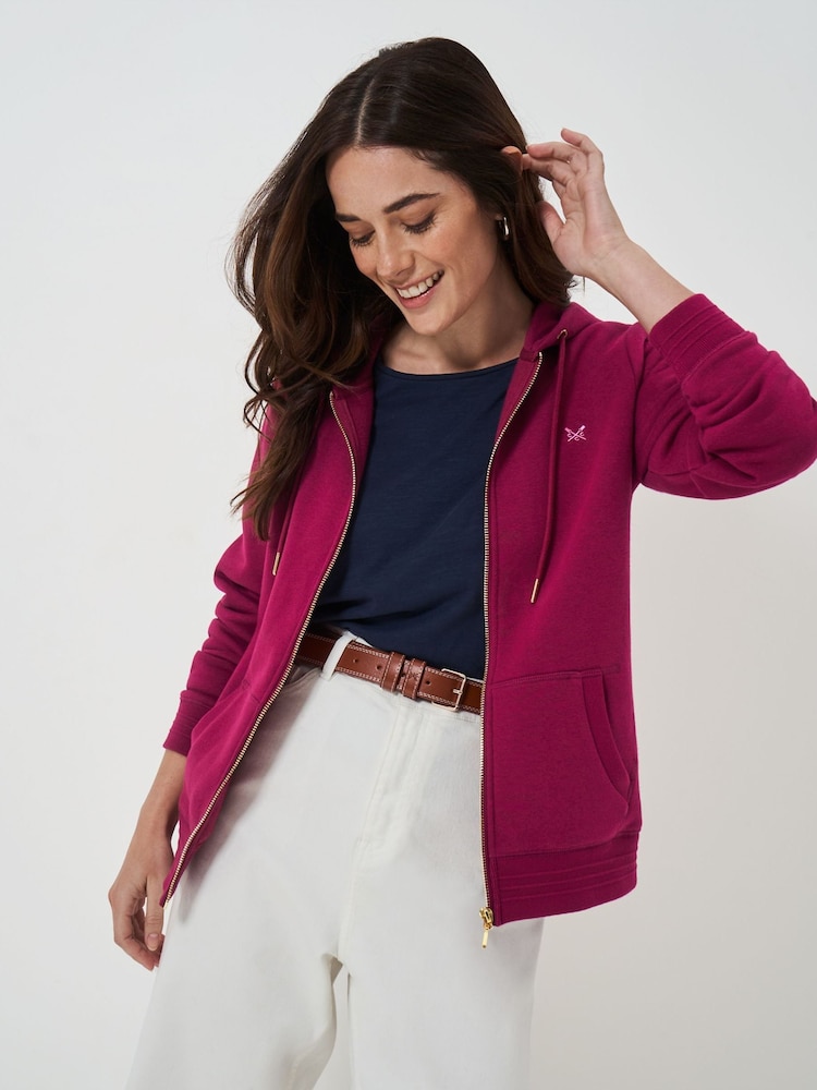 Crew Clothing Red Heritage Zip Through Hoodie - Image 1 of 5 Crew Clothing Red Heritage Zip Through Hoodie - Image 1 of 5