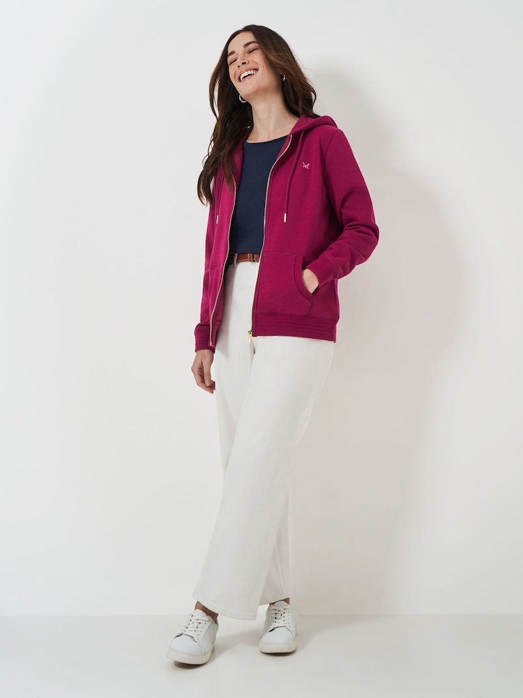 Crew Clothing Red Heritage Zip Through Hoodie - Image 3 of 5