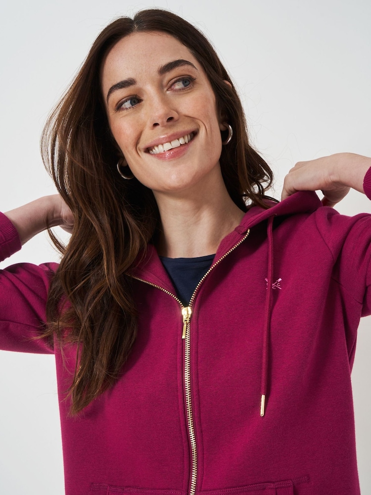 Crew Clothing Red Heritage Zip Through Hoodie - Image 4 of 5