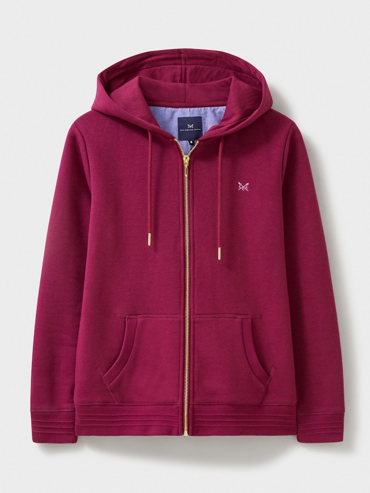 Crew Clothing Red Heritage Zip Through Hoodie - Image 5 of 5