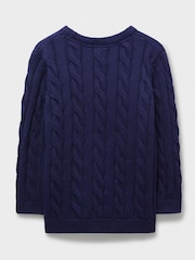 Crew Clothing Company Blue Cable Knit 100% Cotton Jumper - Image 5 of 6