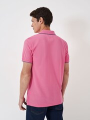 Crew Clothing Pink Piqué Tipped 100% Cotton Polo Shirt - Image 2 of 5