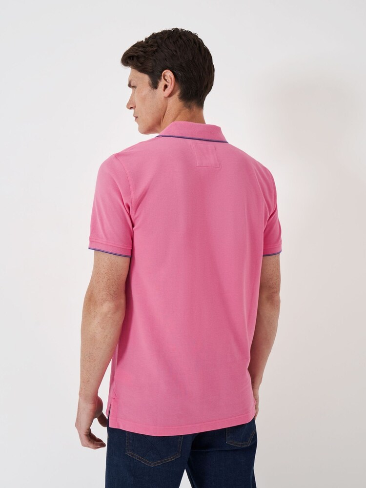 Crew Clothing Pink Piqué Tipped 100% Cotton Polo Shirt - Image 2 of 5