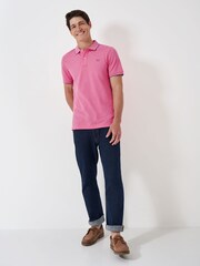 Crew Clothing Pink Piqué Tipped 100% Cotton Polo Shirt - Image 3 of 5