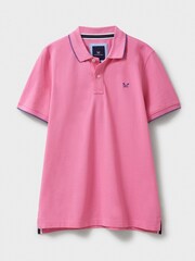 Crew Clothing Pink Piqué Tipped 100% Cotton Polo Shirt - Image 5 of 5