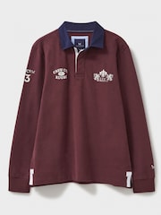 Crew Clothing Red Union Crew Branded Contrast Collar Rugby 100% Cotton Shirt - Image 5 of 5