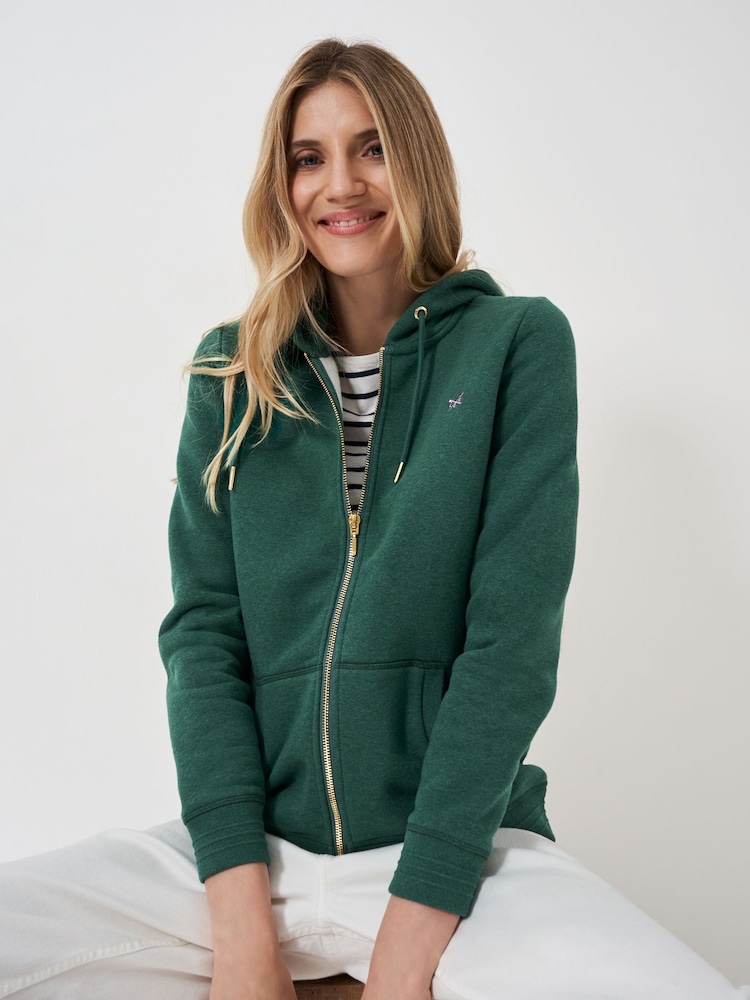 Crew Clothing Green Heritage Zip Through Hoodie - Image 1 of 5 Crew Clothing Green Heritage Zip Through Hoodie - Image 1 of 5