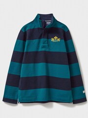 Crew Clothing Blue Padstow Pique Quarter Zip Sweatshirt - Image 5 of 5
